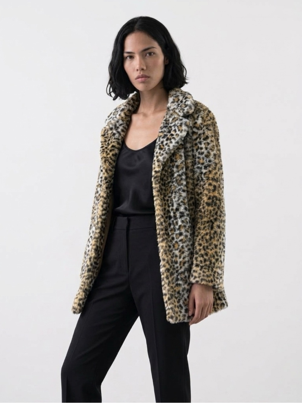 Hot Topic Leopard Faux-Fur Coat - Women's Medium Animal Print Jacket